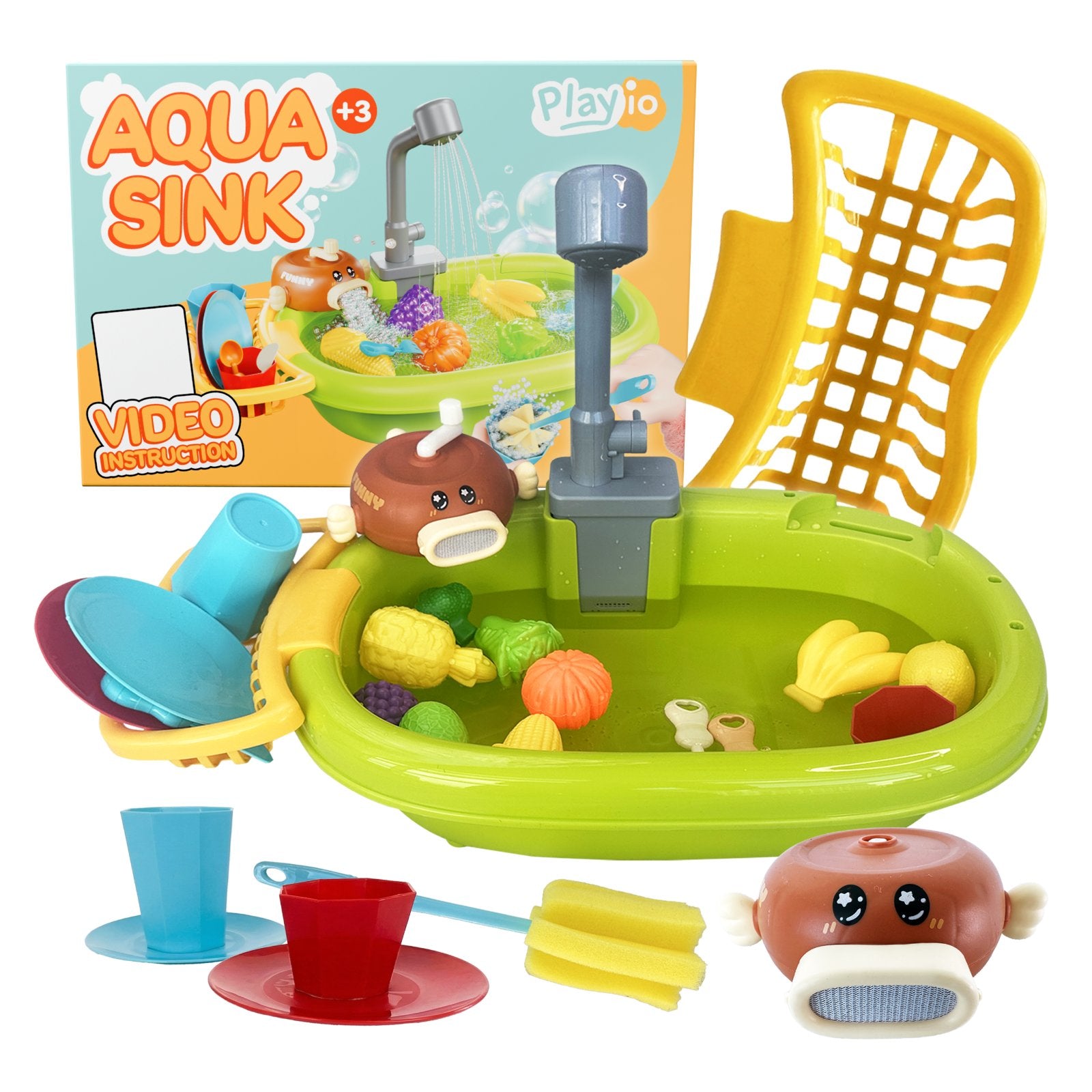 Aqua Sink PLAYIO - Zabawkowy Zlew z Elektryczną Pompką Wodną dla Dzieci od 3 lat