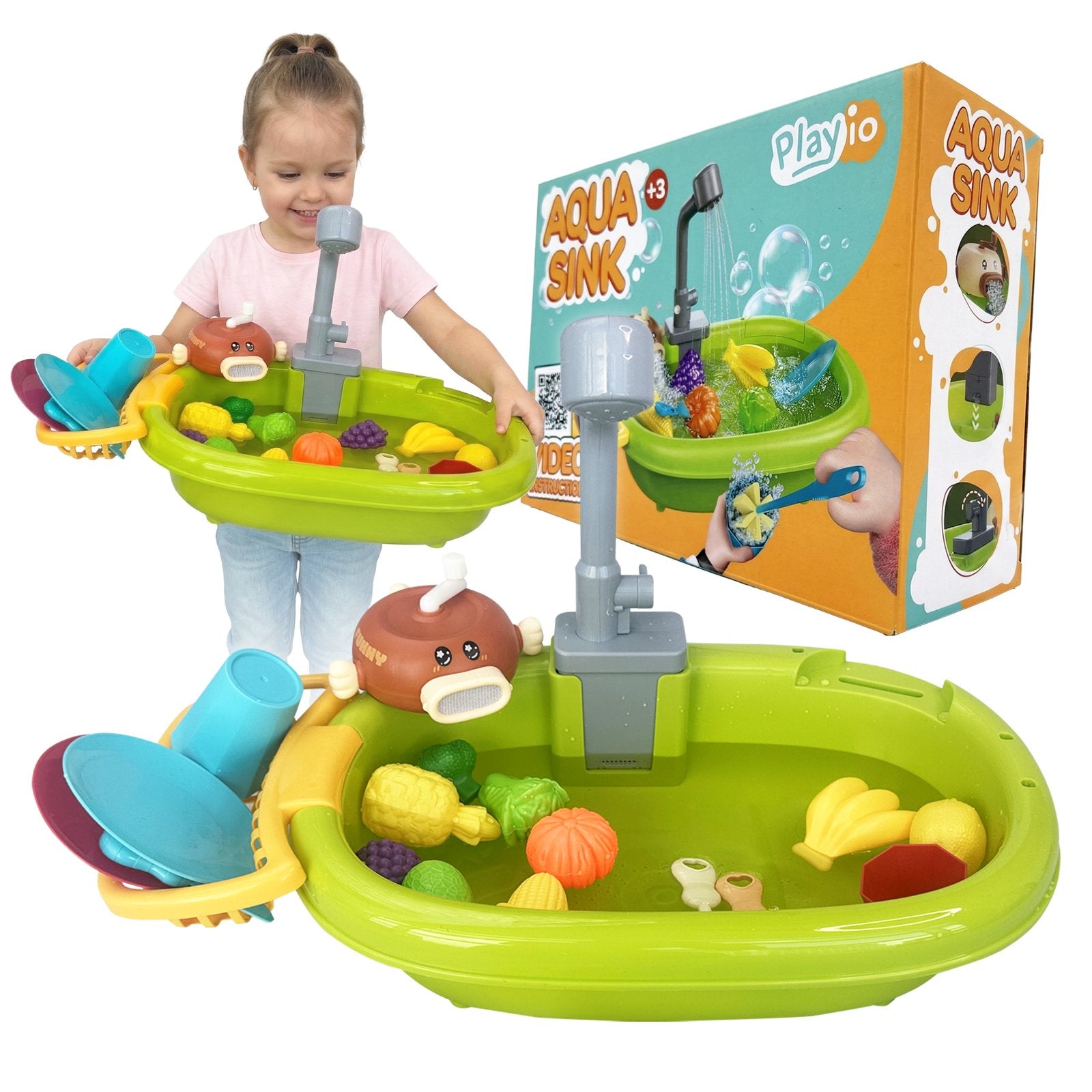 Aqua Sink PLAYIO - Zabawkowy Zlew z Elektryczną Pompką Wodną dla Dzieci od 3 lat