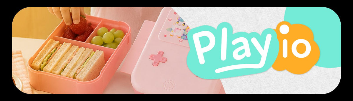Lunchbox PLAYIO Jednorożec – śniadaniówka z 3 komorami, różowa