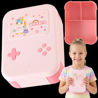 Lunchbox PLAYIO Jednorożec – śniadaniówka z 3 komorami, różowa