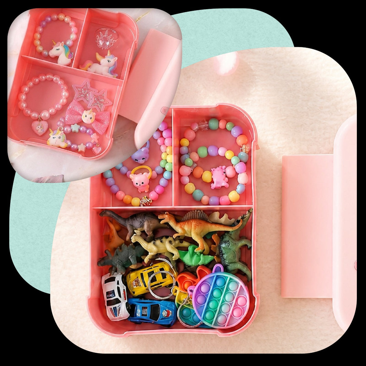 Lunchbox PLAYIO Jednorożec – śniadaniówka z 3 komorami, różowa