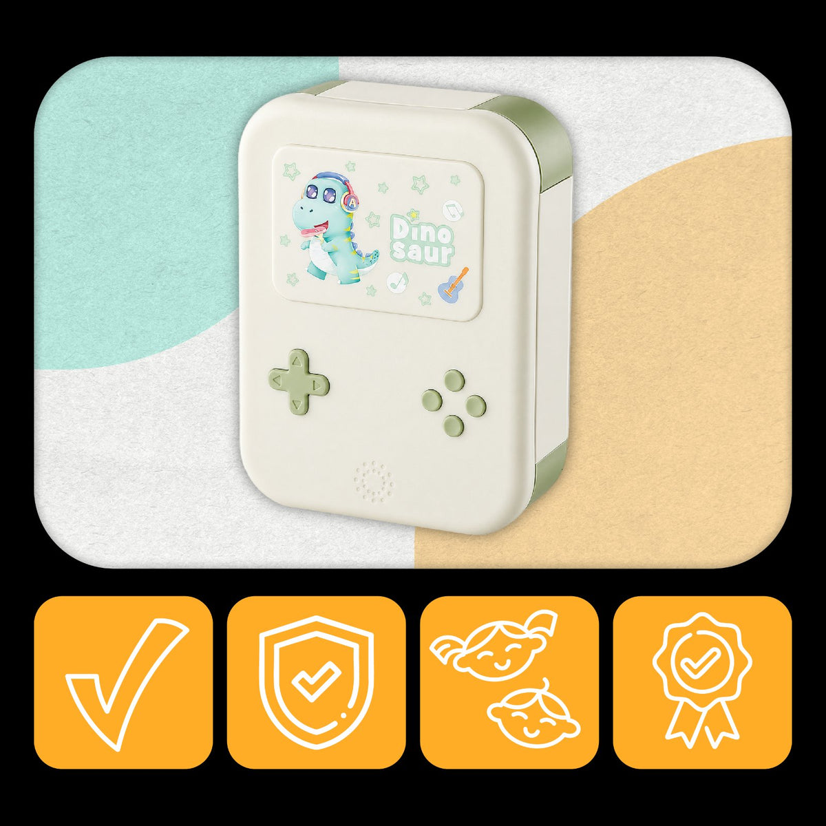 Lunchbox dla dzieci PLAYIO Dinozaur – 3 komory, zielony