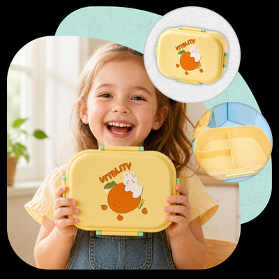 Lunchbox dla dzieci PLAYIO – żółty z króliczkiem