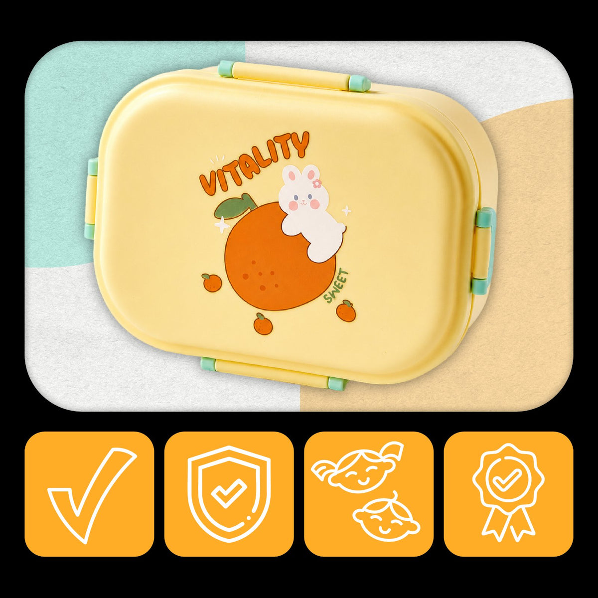 Lunchbox dla dzieci PLAYIO – żółty z króliczkiem