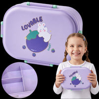 Lunchbox dla dzieci PLAYIO – Króliczek, fioletowy z przegródkami