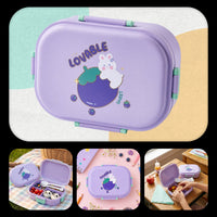 Lunchbox dla dzieci PLAYIO – Króliczek, fioletowy z przegródkami