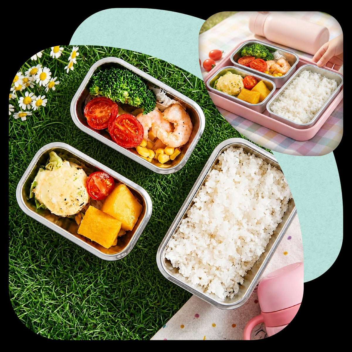 Lunchbox PLAYIO Jednorożec - śniadaniówka 3 komory ze stali nierdzewnej