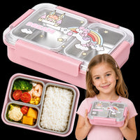 Lunchbox PLAYIO Jednorożec - śniadaniówka 3 komory ze stali nierdzewnej