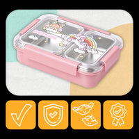 Lunchbox PLAYIO Jednorożec - śniadaniówka 3 komory ze stali nierdzewnej