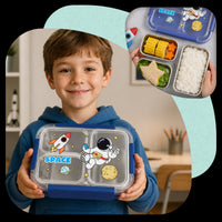 Lunchbox PLAYIO Astronauta – śniadaniówka 3 komory ze stali