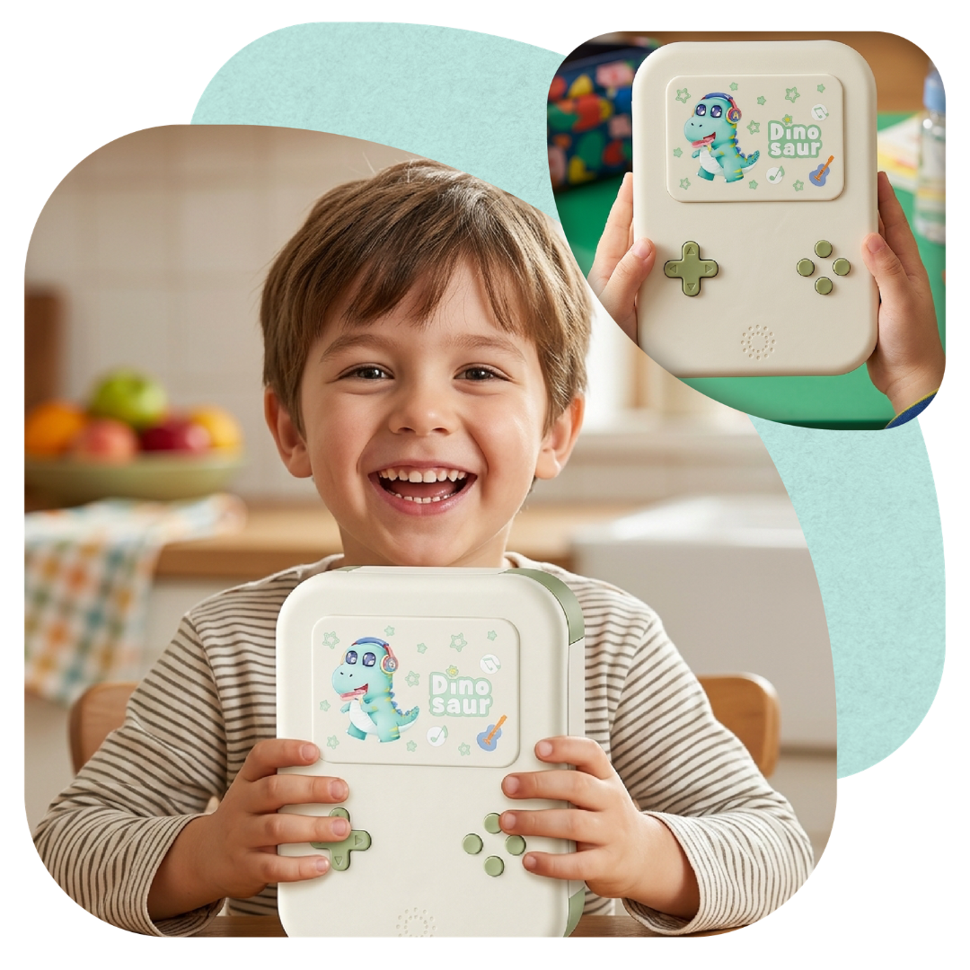 Lunchbox dla dzieci PLAYIO Dinozaur – 3 komory, zielony