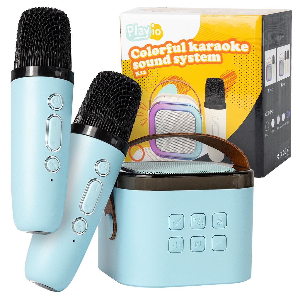 Karaoke dla Dzieci Bluetooth ze Zmianą Głosu i 2 Mikrofonami - niebieski