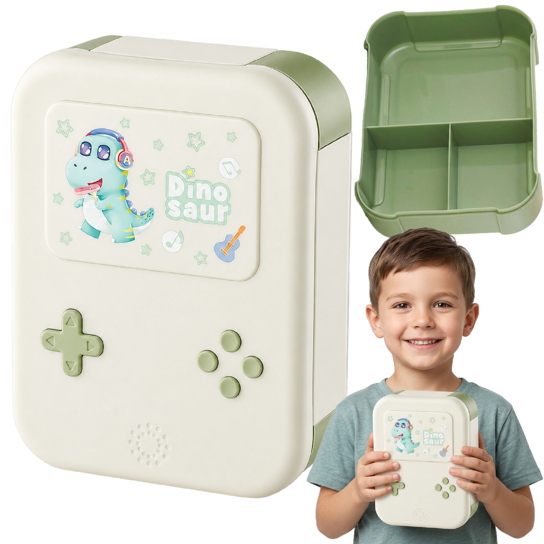 Lunchbox dla dzieci PLAYIO Dinozaur – 3 komory, zielony