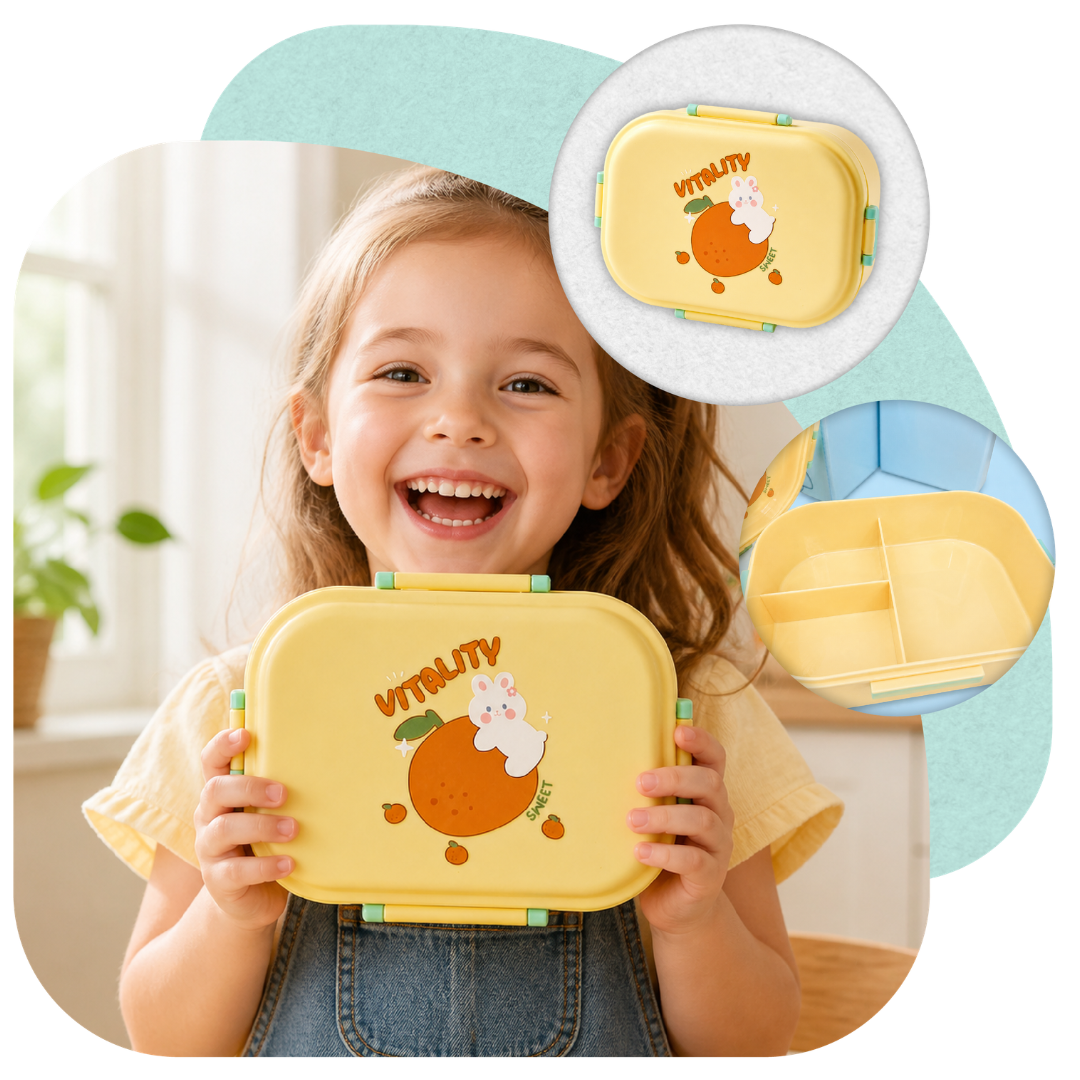Lunchbox dla dzieci PLAYIO – żółty z króliczkiem
