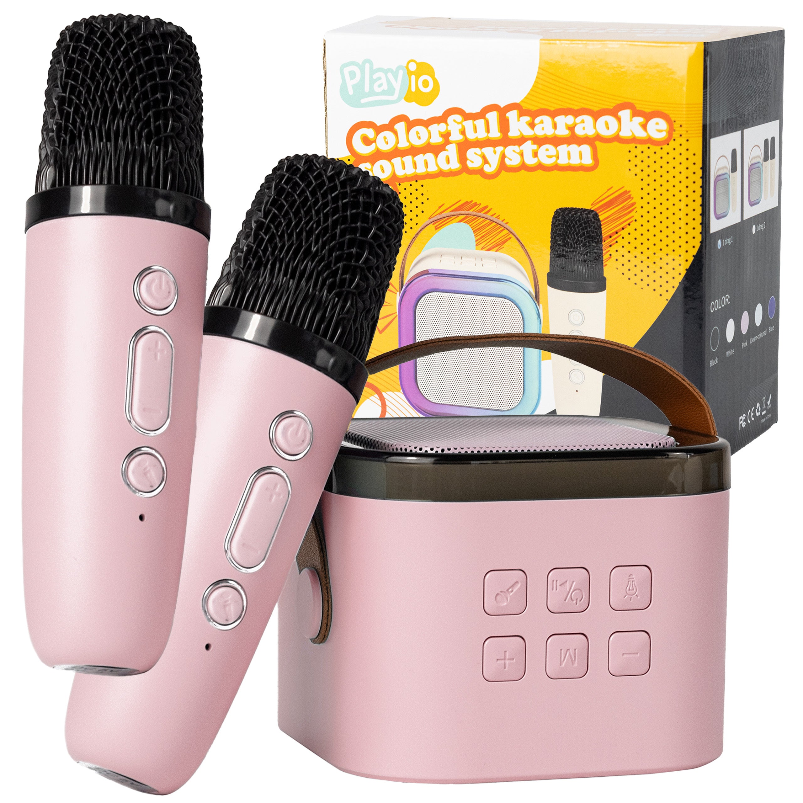 Karaoke dla Dzieci Bluetooth ze Zmianą Głosu i 2 Mikrofonami - różowy