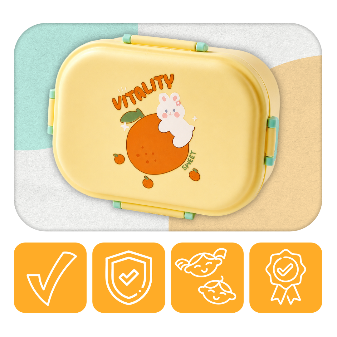 Lunchbox dla dzieci PLAYIO – żółty z króliczkiem