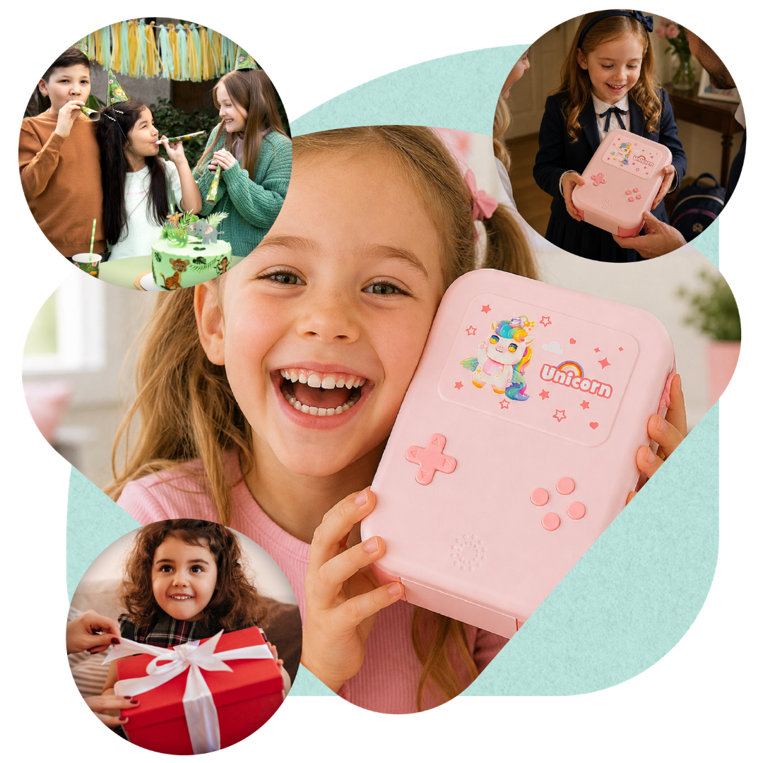 Lunchbox PLAYIO Jednorożec – śniadaniówka z 3 komorami, różowa