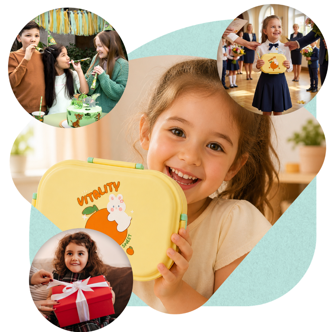 Lunchbox dla dzieci PLAYIO – żółty z króliczkiem