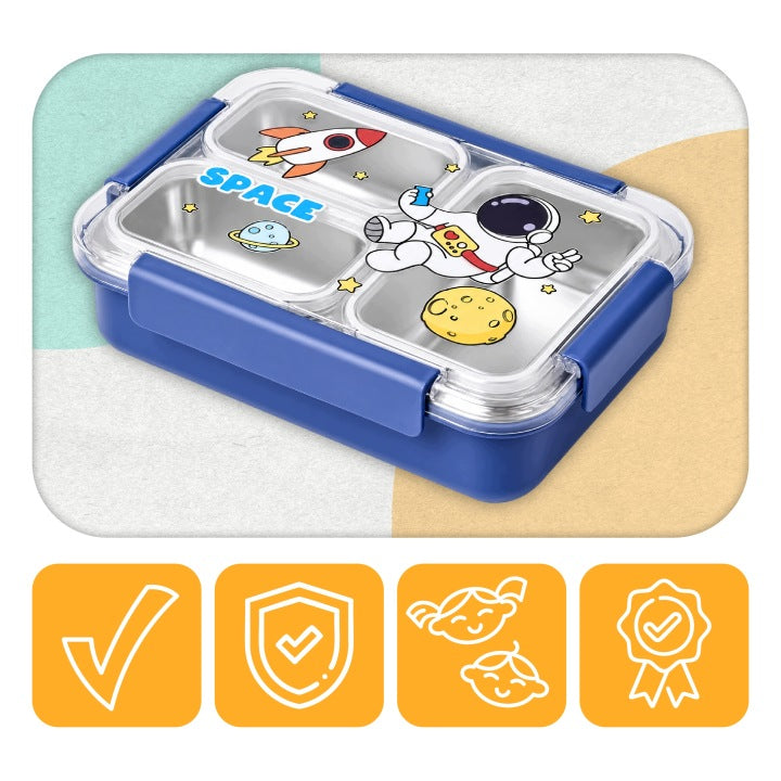 Lunchbox PLAYIO Astronauta – śniadaniówka 3 komory ze stali