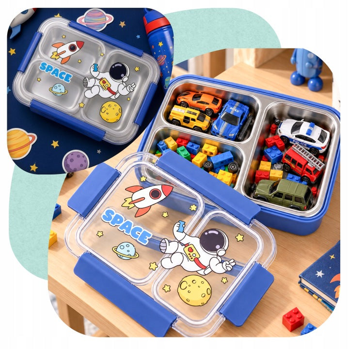 Lunchbox PLAYIO Astronauta – śniadaniówka 3 komory ze stali