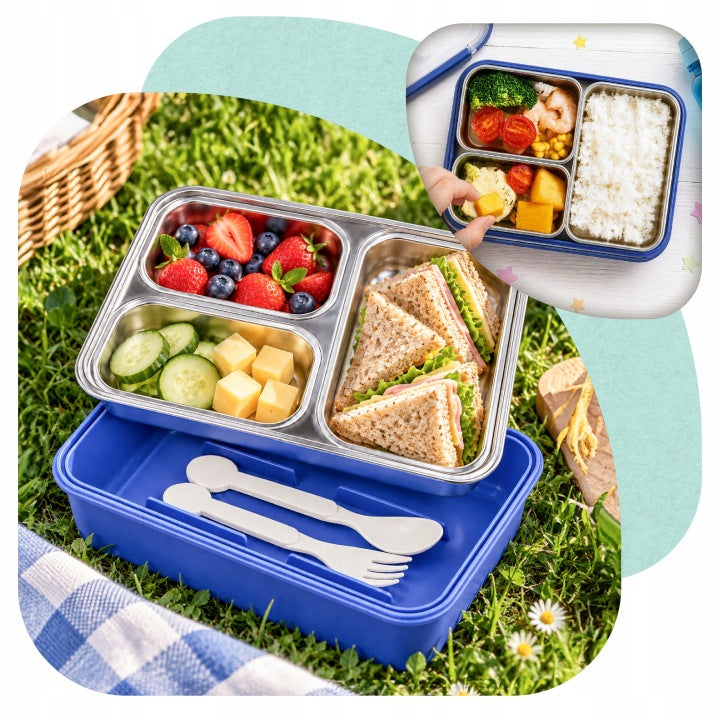 Lunchbox PLAYIO Astronauta – śniadaniówka 3 komory ze stali