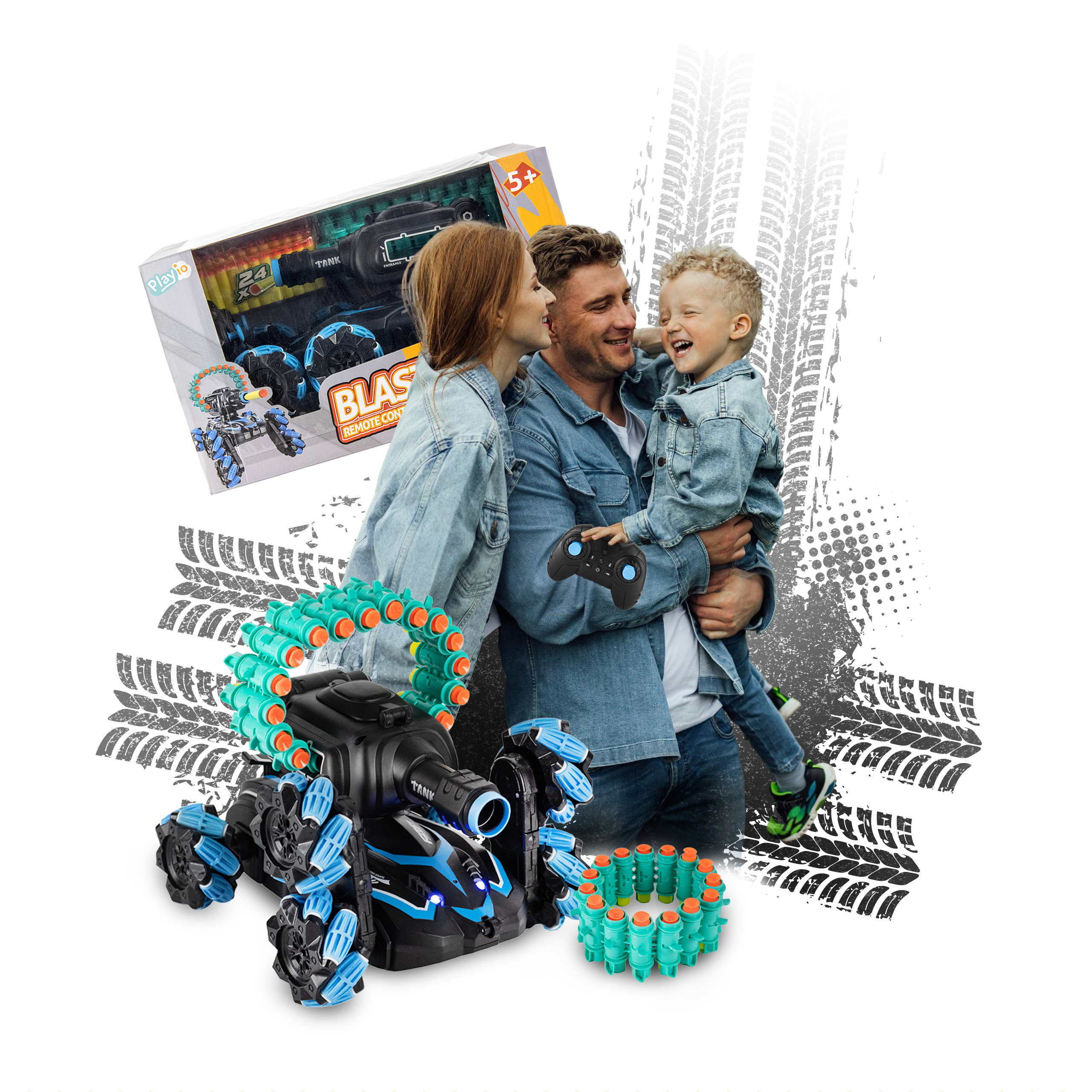 Auto RC z Wyrzutnią Lotek i Driftem 360 - Blaster Racer