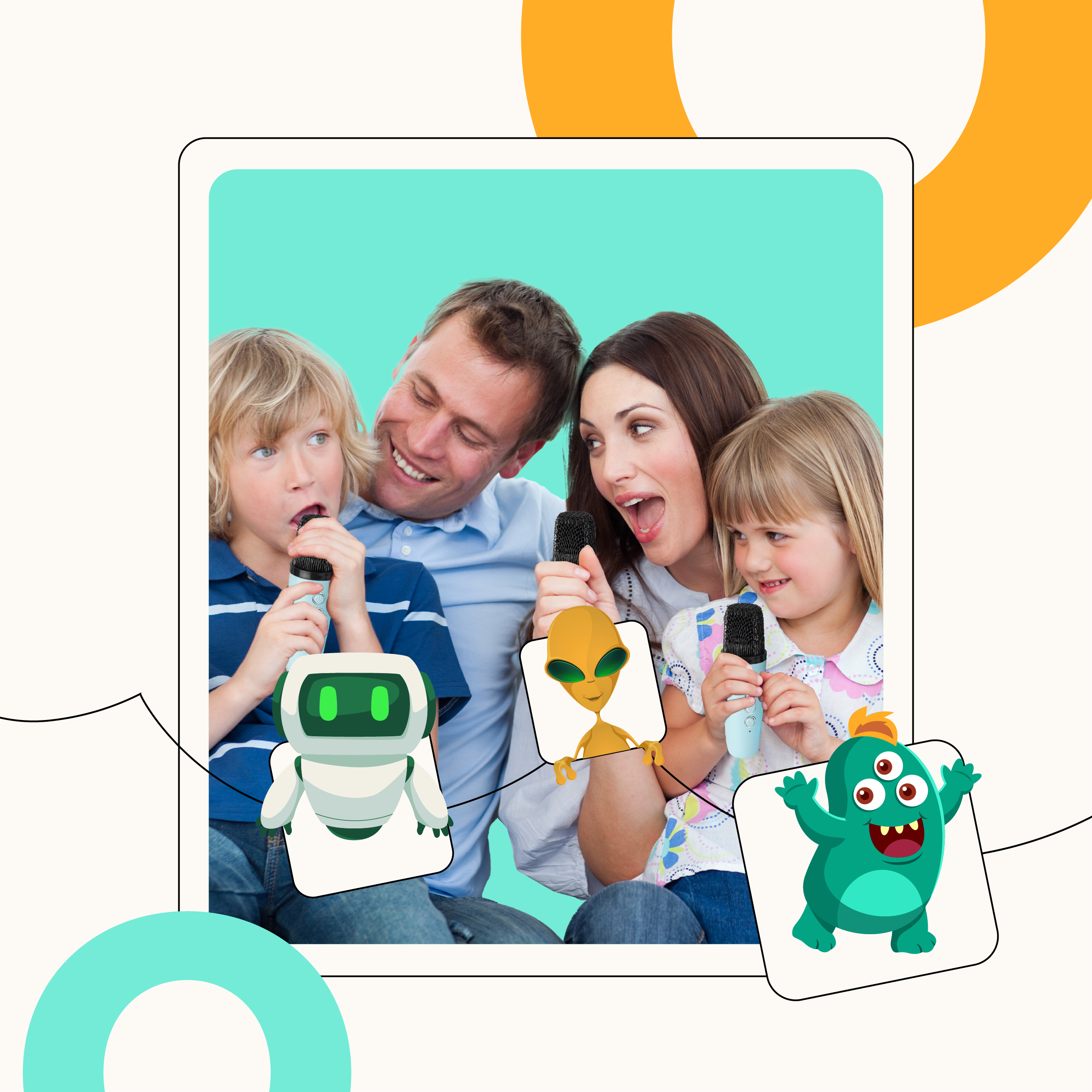 Karaoke dla Dzieci Bluetooth ze Zmianą Głosu i 2 Mikrofonami - beżowy