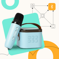 Karaoke dla Dzieci Bluetooth ze Zmianą Głosu i 2 Mikrofonami - beżowy