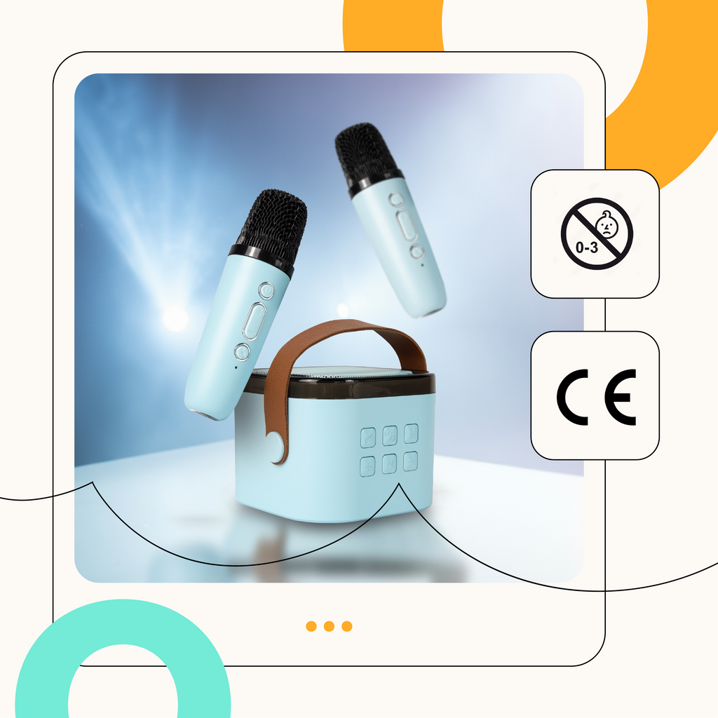 Karaoke dla Dzieci Bluetooth ze Zmianą Głosu i 2 Mikrofonami - niebieski