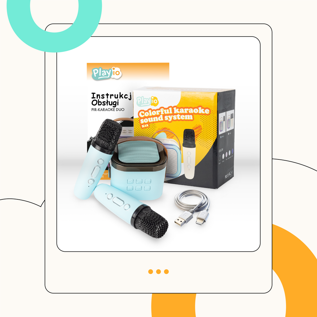 Karaoke dla Dzieci Bluetooth ze Zmianą Głosu i 2 Mikrofonami - niebieski