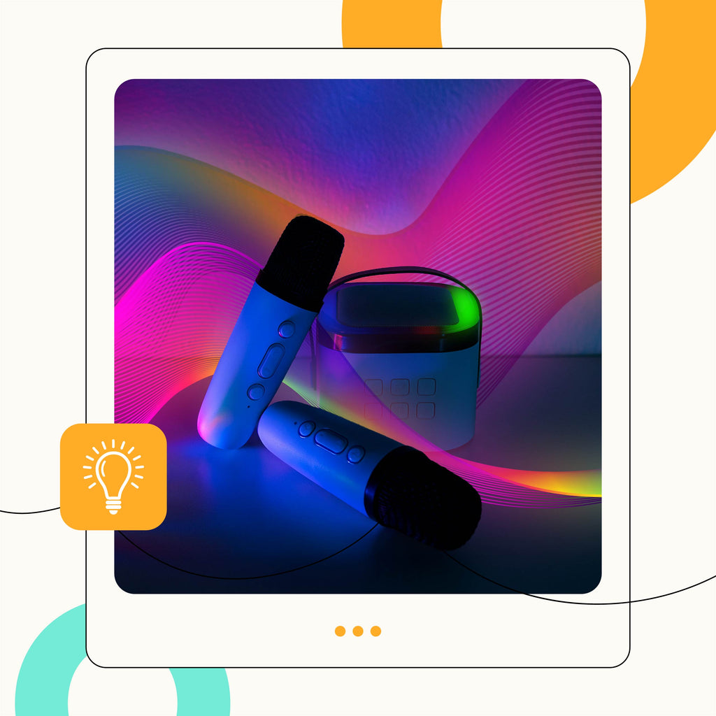 Karaoke dla Dzieci Bluetooth ze Zmianą Głosu i 2 Mikrofonami - niebieski